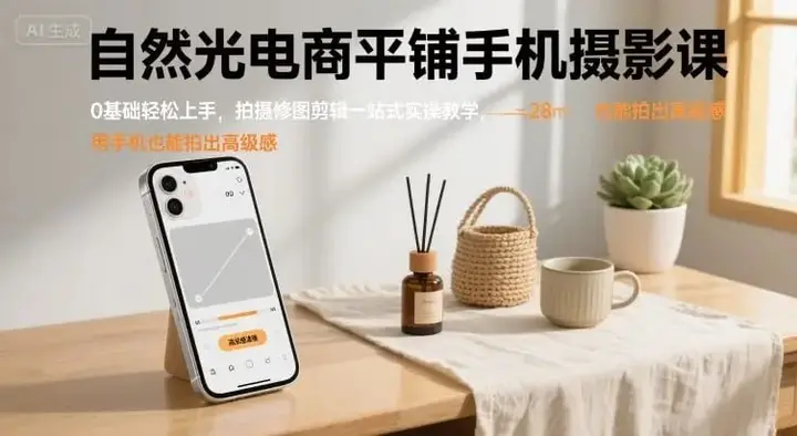 柔妈自然光静物平铺手机摄影课-PanHub