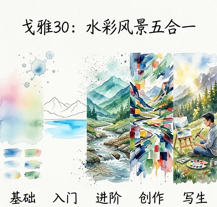 图片[1]-戈雅30《水彩风景五合一 (基础+入门+进阶+创作+写生) 》-千尺浪