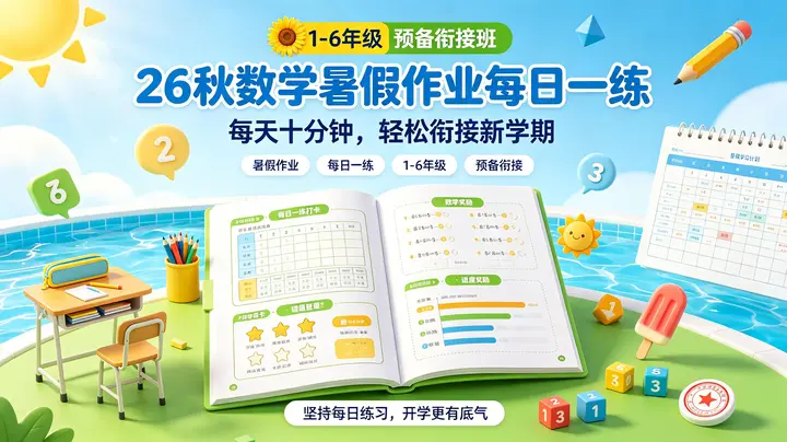 26秋数学暑假作业每日一练1-6年级 预备衔接班-千尺浪