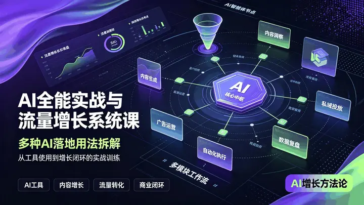 AI全能实战与流量增长系统课，多种AI落地用法拆解-千尺浪