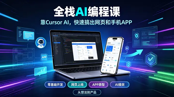 全栈AI编程课：靠Cursor AI，快速搞出网页和手机APP（国外中字）