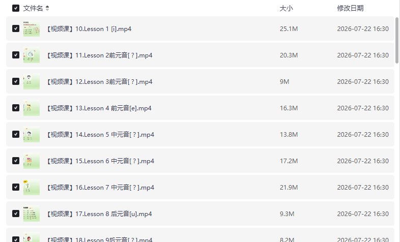 叶老师英语 国际音标拼读(40课时)【学习资料】