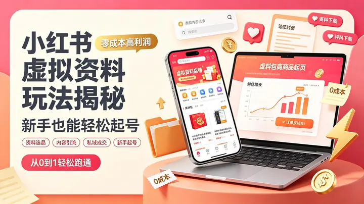 小红书虚拟资料玩法揭秘，零成本高利润，新手也能轻松起号-千尺浪