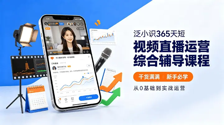泛小识365天短视频直播运营综合辅导课程,干货满满,新手必学-千尺浪