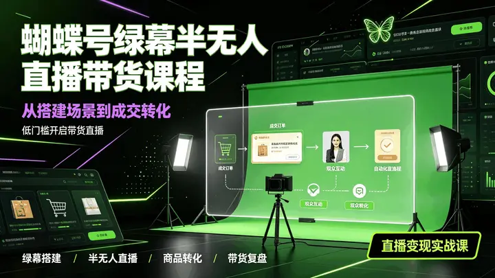 蝴蝶号绿幕半无人直播带货课程-千尺浪