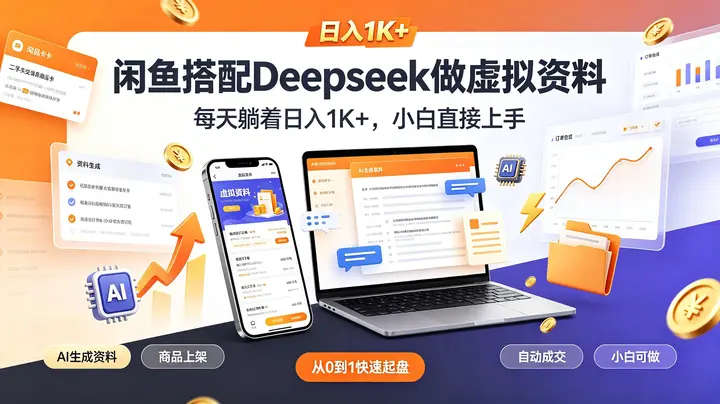 闲鱼搭配Deepseek做虚拟资料,每天躺着日入1K+,小白直接上手
