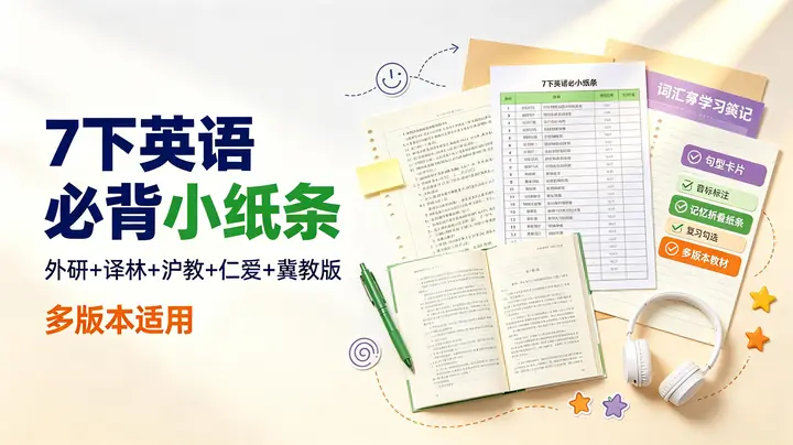 7下英语必背小纸条【外研+译林+沪教+仁爱+冀教版】-千尺浪