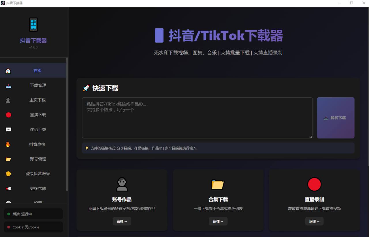 便捷版，抖音视频批量下载工具