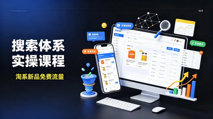 寒冰·搜索体系实操课程，淘系新品快速启动免费搜索流量核心实操体系