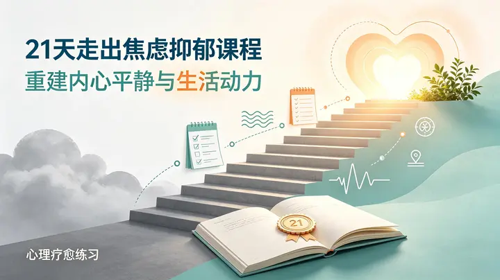 21天走出焦虑抑郁课程，重建内心平静与生活动力-千尺浪