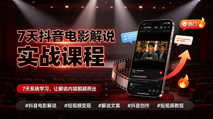 7天抖音电影解说实战课程-千尺浪