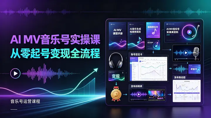 AI MV音乐号实操课，从零起号变现全流程