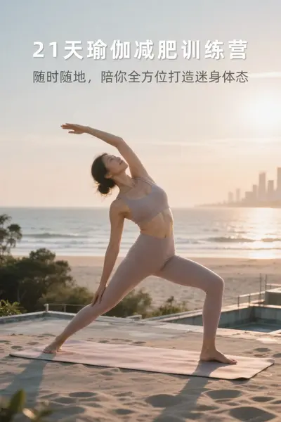 21天瑜伽减肥训练营：随时随地，陪你全方位打造迷人体态-千尺浪