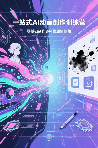 一站式AI动画创作训练营，零基础制作多风格原创视频