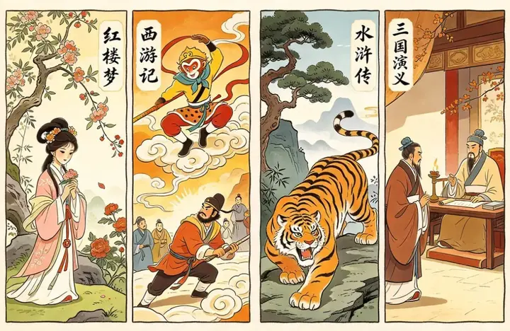 四大名著漫画版全套，孩子轻松入门中国古典文学-千尺浪