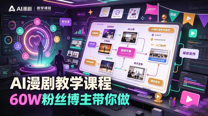 抖音60W粉丝博主，付费AI漫剧教学课程-千尺浪
